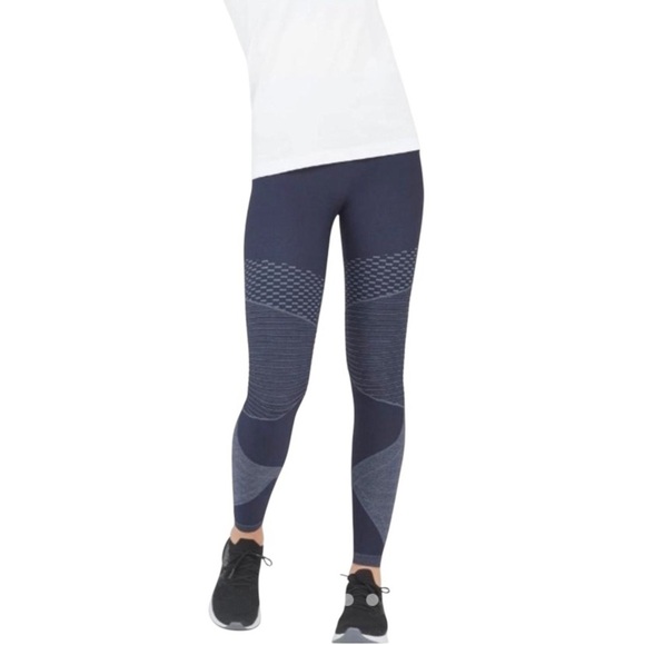 SPANX blue seamless moto high waist ankle cropped compression legging shape wear - Picture 2 of 7